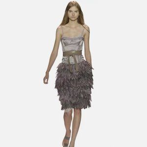 BCBGMaxAzria Runway Dress Womens 2 Slip Corset Metallic Tiered Skirt Lavender